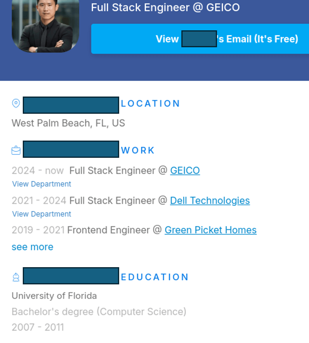Graphic 9: Possible profile details of a DPRK operative’s resume account.